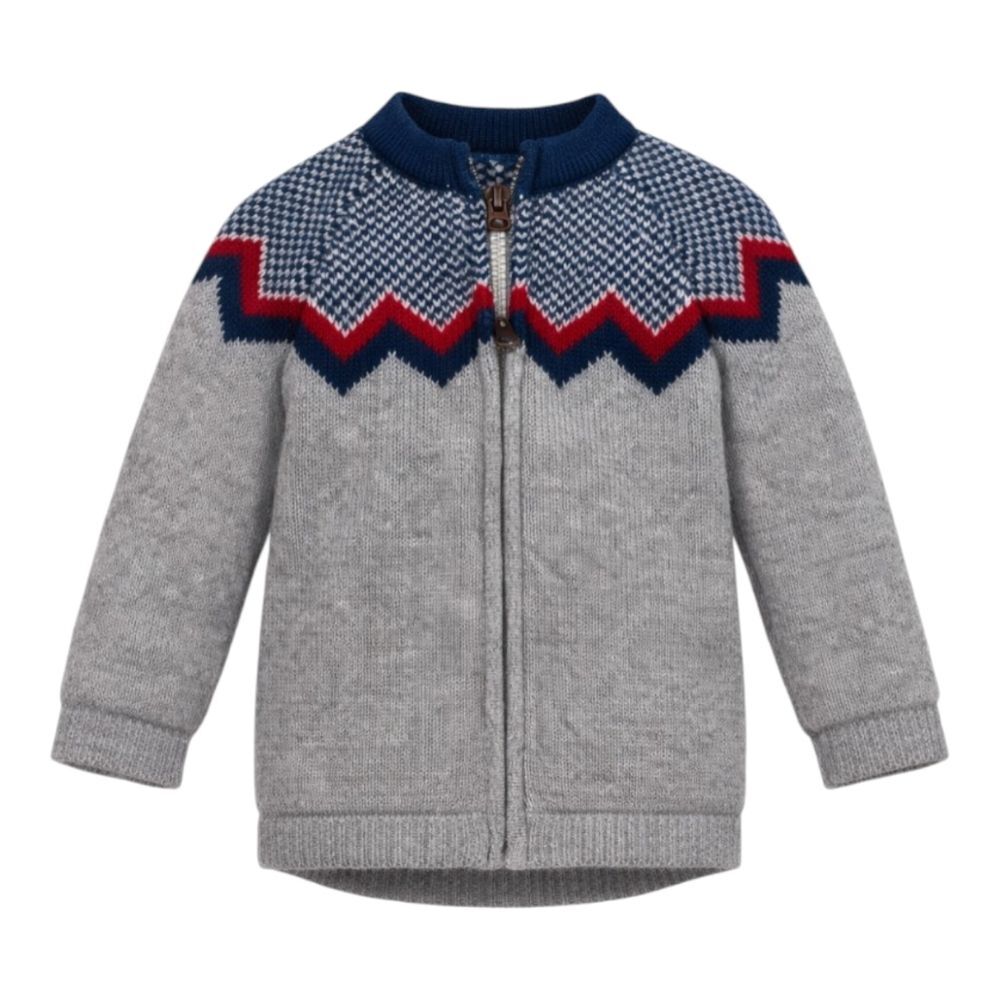 Tea Collection gray blue knit cotton zipper cardigan sweater boy size 3-6mo